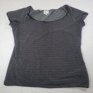 Armani Collezioni Womens Black & White Polka Dot Cap Sleeve Top Size 14